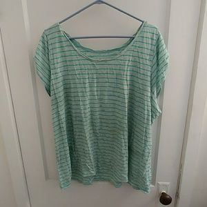 Teal striped t-shirt, size 26/28